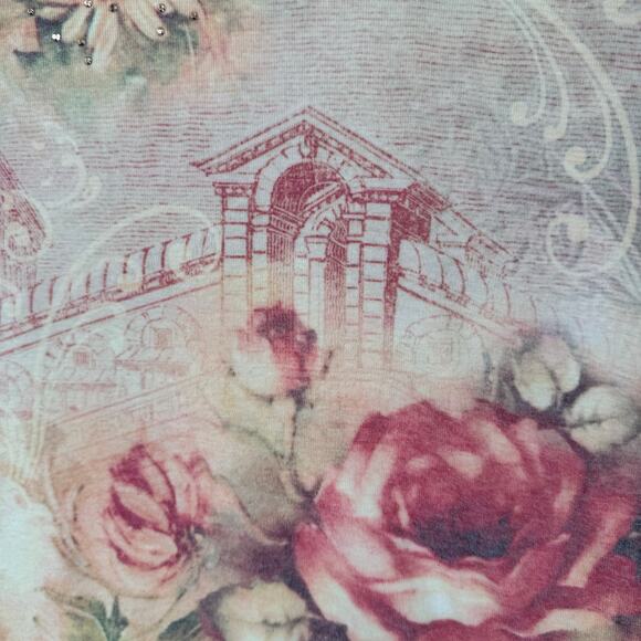 XCIT Y2K Floral Tee Shirt Womens Size 1X Whimsical Fairy Romantic Scoop Neck - Picture 4 of 8